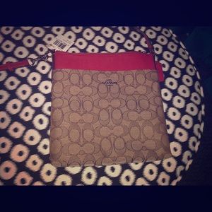 Coach Cross Body (brown print with red)